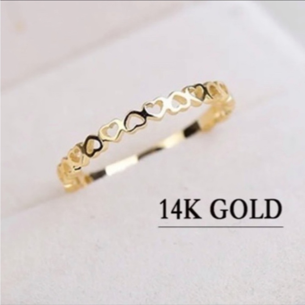 Tiny 14K Gold Plated Forever Love Heart Eternity Ring